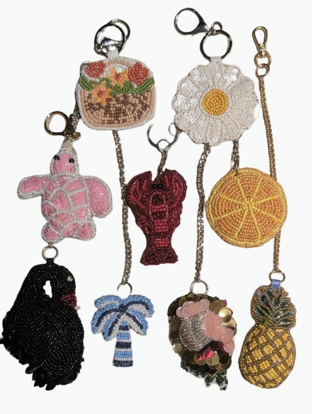 3D Bead Woven Bag Charm/ Keychains 9pc Lot